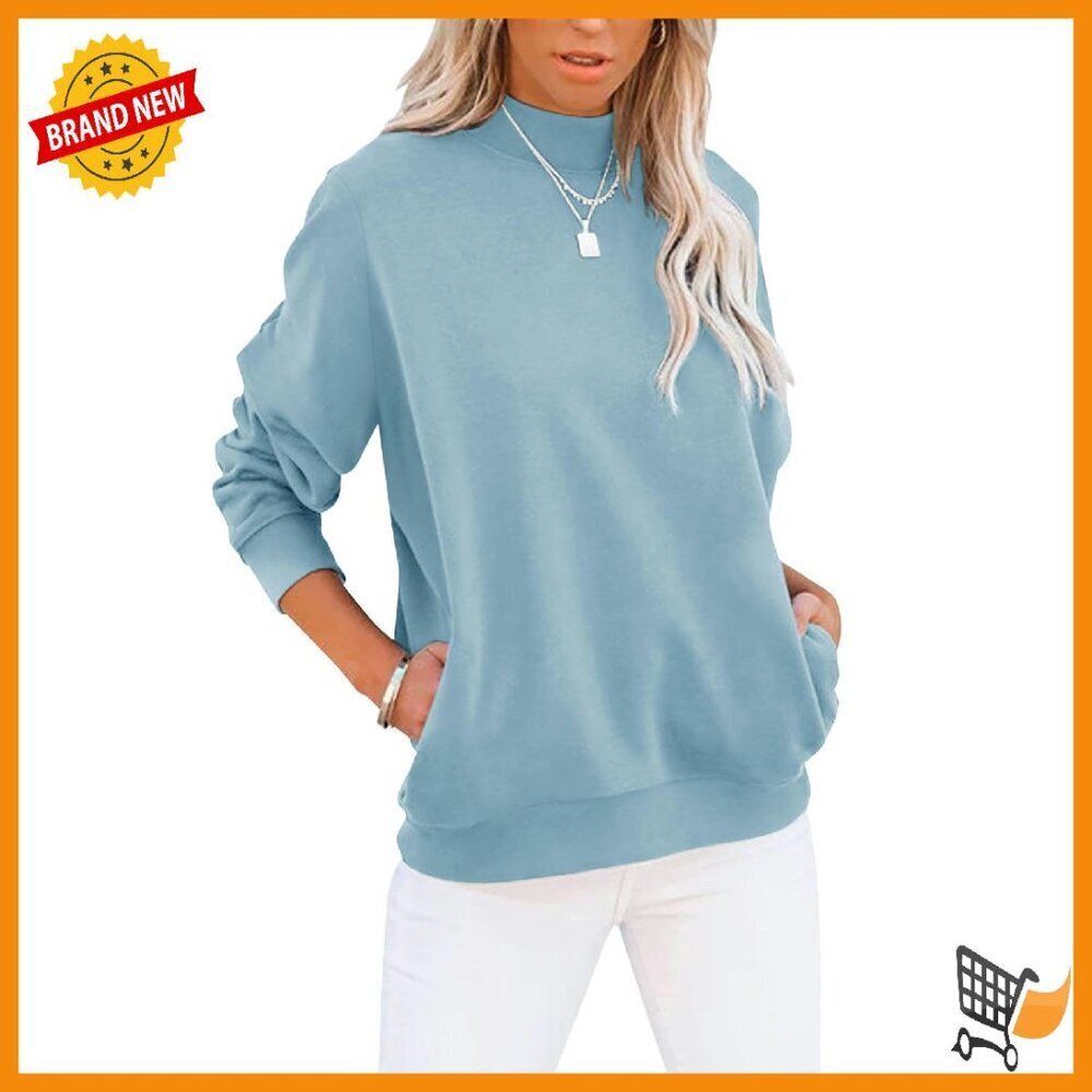 Women's Long Sleeve Mock Turtleneck Sweatshirt Tunic with Pocket